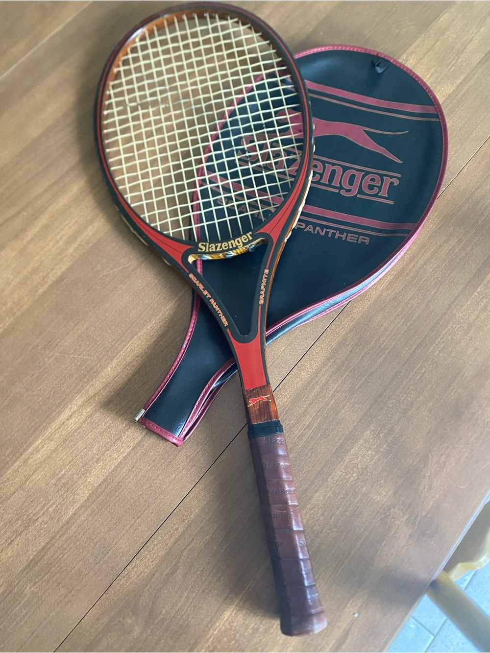 Vintage Slazenger Scarlet Panther Series Rare Tennis Racquet & Cover